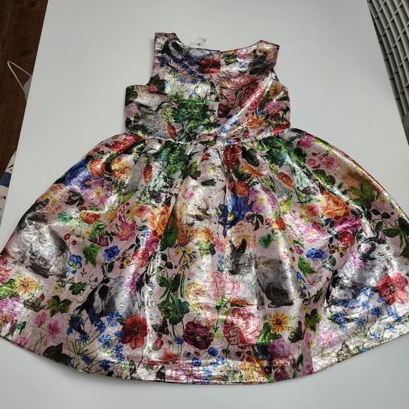 H&M Girls Nathalie Lété Jacquard Weave Metallic Shimmer Elegant Dress Size 8 - Picture 14 of 15